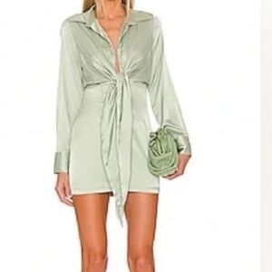 More to Cone Elegant Green Tie-Front Dress